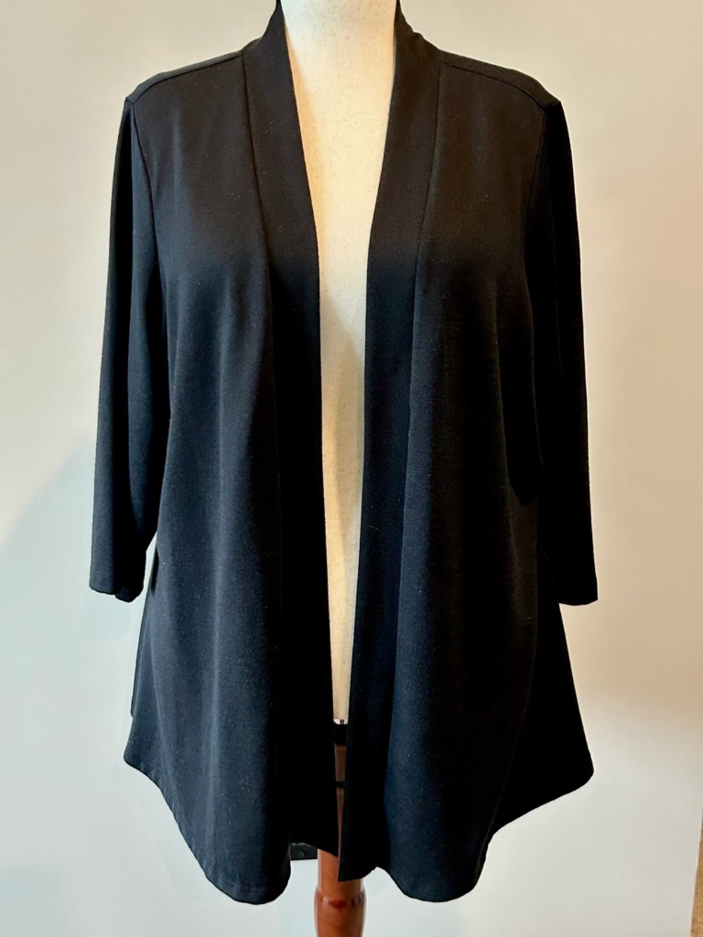 Denim & Co. Essentials Heavenly Jersey 3/4 Sleeve Cardigan - Black - EUC - 2X